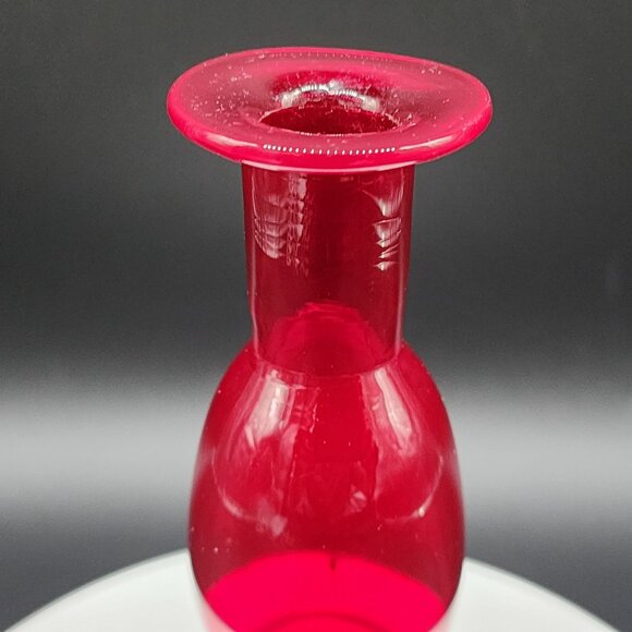 Hand Blown Red Glass Vase Decanter 8.25" Double Gourd Shape Vintage - Picture 4 of 9